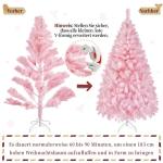 Kunstkerstboom, 183 cm, roze, dennenboom met 598 takken, opvouwbare metalen standaard, herbruikbare kerstboom, kunstboom voor kerstdecoratie