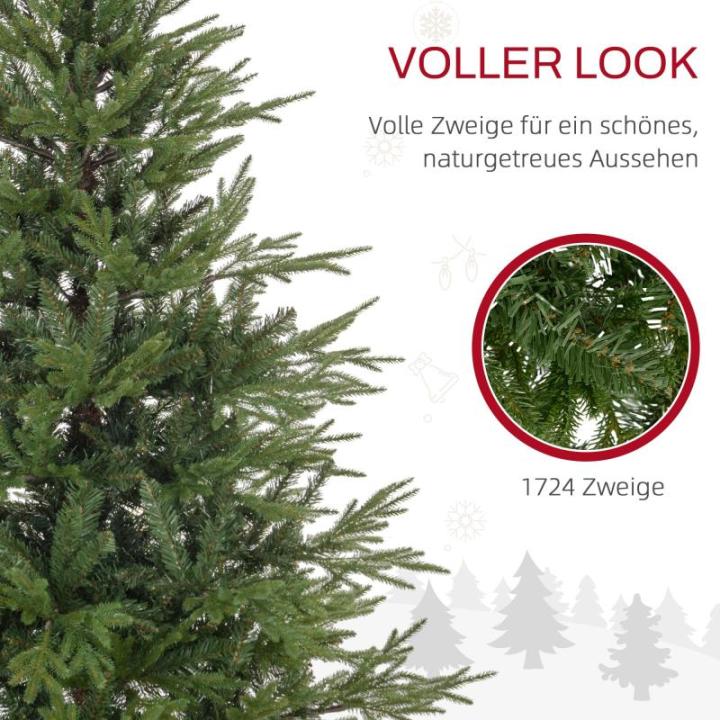 Kunstkerstboom, 150 cm kerstboom met 1724 takpunten, inklapbare metalen standaard, voor kerstdecoratie, groen