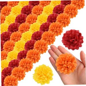 Goudsbloem bloemkoppen bulk, Halloween kunstmatige goudsbloemkoppen 60 stuks 4 cm zijden ringlingbloemen hoofden levenseer levende eik