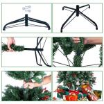 Kerstboom van 1,8 m met verlichting, dennenappels en bessen, PVC kunstkerstboom met sneeuw stroomde tips, kerstdecoratie kerst voor binnen en buiten