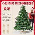 Kuro sagol Künstlicher Weihnachtsbaum Tannenbaum 180cm, Ø 95cm, 950 Spitzen, schwer entflammbar, realistischer Christbaum Tanne mit Ständer, Schnellaufbau Klapp-Schirmsystem