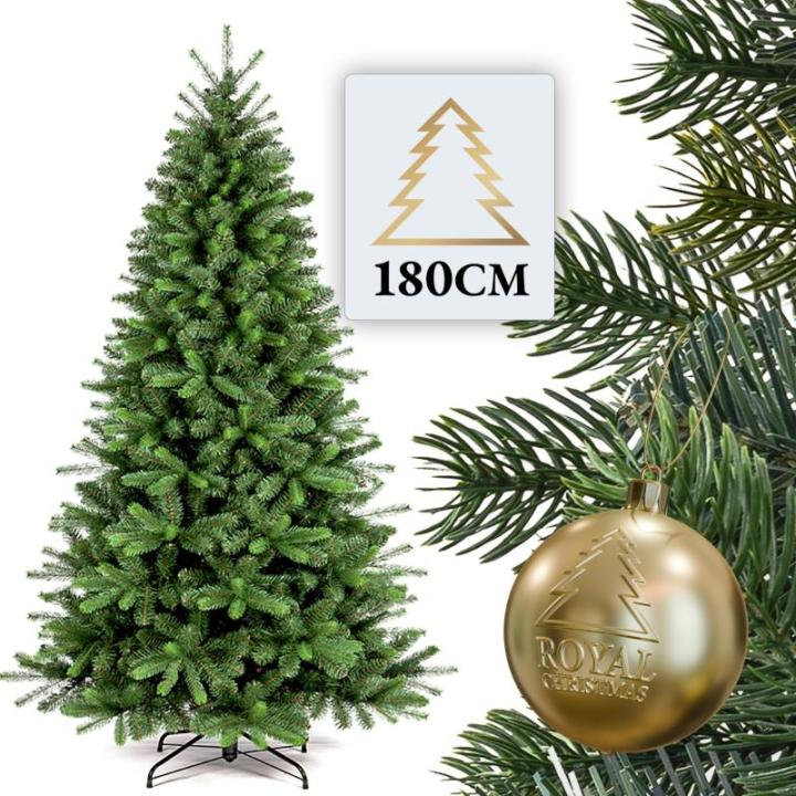 Kunstkerstboom, 180 cm, inclusief metalen standaard, natuurgetrouw met dichte takken, kunstkerstboom voor binnen en buiten, kunstkerstboom
