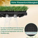 Grasfliese Set 30x30cm, Kunstrasen Rasenteppich Outdoor, 4cm Dicke, PE-Material, immergrün Grasmatte, künstlicher Rasen Bodenbelag für Terrasse, Balkon, Rasenfliesen Bodenbelag,