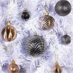 grijze kerstbalornamenten voor kerstversiering - 36 stuks kerstboom onbreekbare ornamenten met ophanglus voor vakantie- en feestdecoratie (combo van 6 stijlen in 3 maten)