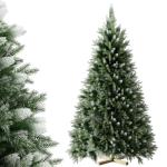 Onin, kunstkerstboom met kunstsneeuwcoating op punten, met 850 takken en houten standaard, inclusief 75 PE-spuitgietwerk en 775 pvc-punten, klapsysteem (H180 cm)