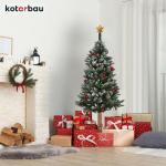 Kunstkerstboom, sneeuw, 180 cm, diamantsparrenboom op een houten stam met plastic standaard, kerstboom, kunstboom, kunstboom, kerstboom