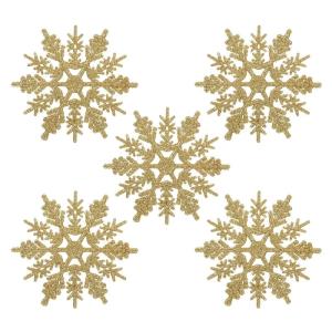 24 x sneeuwvlokken kerstdecoratie voor kerstboom glitter kerstboomversiering, goud