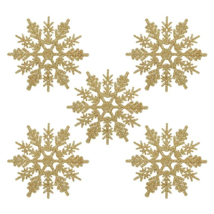 24 x sneeuwvlokken kerstdecoratie voor kerstboom glitter kerstboomversiering, goud