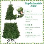 Christemas Tree Kunstkerstboom met ledverlichting, groen, van pvc-naalden, kerstboom met inklapbare metalen standaard, 11 lichtmodi, 5 kleurveranderingen (180 cm)