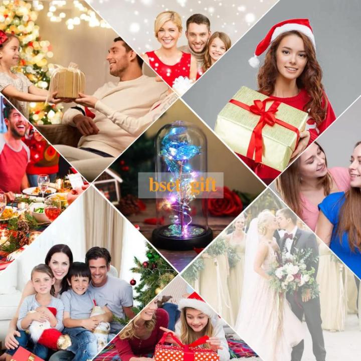 Rozencadeaus voor vrouwen, moeders, vrouwen, kleurrijke kunstroos, cadeau voor vrouwen, altijd in glazen koepel voor verjaardag, Kerstmis, Moederdag, decoraties (blauw)