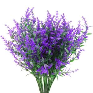 Kunstplanten, bloemen, in pot, net echt uv-bestendig, 10 bundels , , balkonplanten, struiken, decoratie, kunstbloem, lavendel voor tafel, huis, tuindecoratie