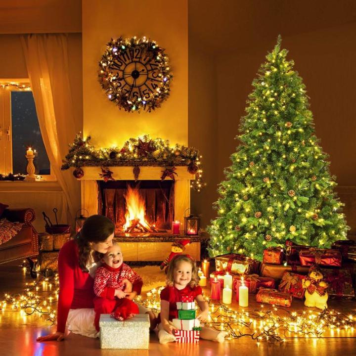 Kunstkerstboom met led-lichtkettingen, kerstboom met verlichting, 210/225/240 cm, groen