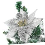 12St Doppelschicht kleine Weihnachtsblume DIY weihnachtshandwerk Christbaumschmuck Ornamente weihnachtsdeko künstliche blüten Weihnachtsbaum Party-Requisiten Plastik Silver