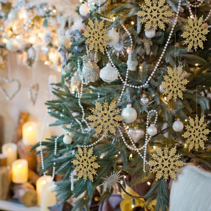 24 x sneeuwvlokken kerstdecoratie voor kerstboom glitter kerstboomversiering, goud