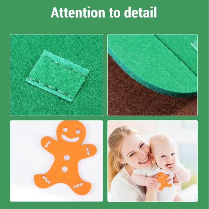 Vilten kerstboom voor kinderen, 3,3FT DIY muur opknoping kerstboom set, kinderen vilten kerstboom met 34 ornamenten en 5 m licht touw, ideaal voor thuis deur raam decoratie