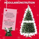 Onin, kunstkerstboom met kunstsneeuwcoating op punten, met 450 takken en houten standaard, inclusief 55 PE-spuitgietwerk en 395 pvc-punten, klapsysteem (H150 cm)