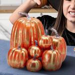 Herbstkürbisse, 7 Stück Künstliche Kürbisse, Schaumstoff, Herbstkürbis für Ernte, Herbs_t, Tisch, Zuhause, Garten, Erntedankfest, Halloween, Party-Dekoration