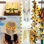100 stuks decoratieve korenbloembloemen, kunstbloemhoofdjes, decoratie, 4,5 cm, , zonnebloemen, kunstgele bloemen voor bruiloft, feesten, thuis, doe-het-zelf handwerk, geel