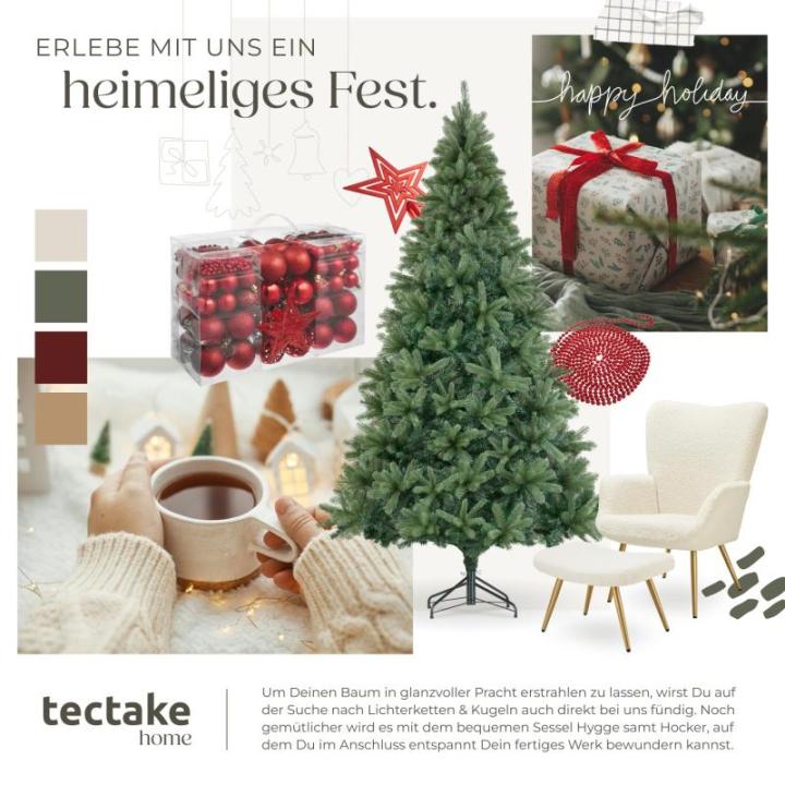 Künstlicher Weihnachtsbaum, naturgetreue Spritzguss- und PVC-Nadeln, biegsame künstliche Tannenzweige, Weihnachtsbaum künstlich mit Metallständer, Weihnachtsbaum als Weihnachts