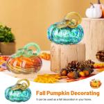 Herbstdeko Tischdeko Glas Kürbis,Herbst Dekoration Kürbisfigur für Herbsternte Dekor,8cm Glas Kürbis Sammelfiguren Tischakzent für Tischdeko,Erntedankfest Thanksgiving Hallowe