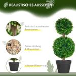 , set van 2 buxusboom, 60 cm kunstplant met dubbele bal, uv-bestendige kamerplant, kunstboom, plantendecoratie voor binnen en buiten, groen