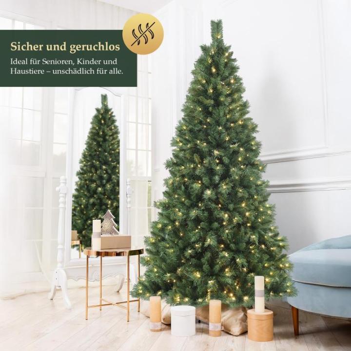 Nordmann Kunstkerstboom, 240 cm, met verlichting, warm en RGB led-lichtsnoer, 9 modi en afstandsbediening