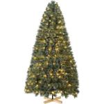 Nordmanntanne Kunstkerstboom, Levensechte Voorbehandelde Dennennaalden, Kerstboom met Handgemaakte Houten Standaard, Vakantie Decoratie voor Thuis en Winkel, 200 Warm Witte Lampjes
