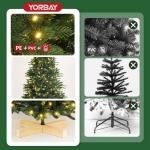 Nordmann-kunstkerstboom met verlichting, led-dennenboom met houten standaard voor kerstdecoratie, van PE en pvc, herbruikbaar, 210 cm