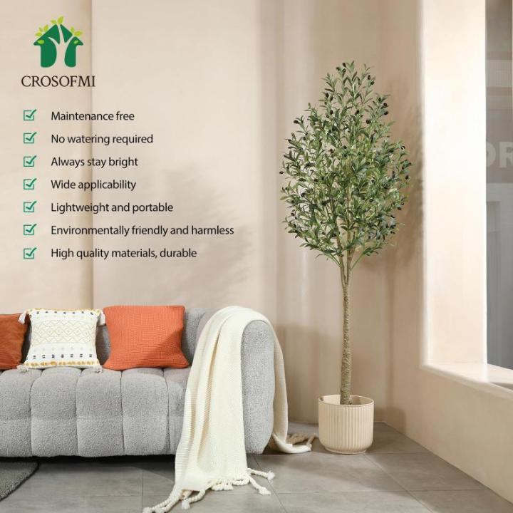 Künstliche Olivenbaum Pflanzen 210cm Fake Tropische Plastik Pflanze Perfekte Große Pflanzen im Topf für Indoor Outdoor Haus Büro Garten Moderne Dekoration Housewarming Geschenk
