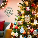 Gepersonaliseerde kersthangers met 8 namen - 2023 houten kerstboomversiering gepersonaliseerde familie, partner huisdier en vrienden
