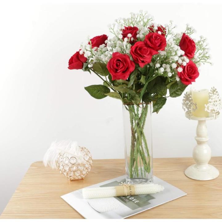 , 53 cm, gypsophila, echte aanraking, boeketten voor bruiloft of thuis DIY doe-het-zelf decoratie, 24 stuks