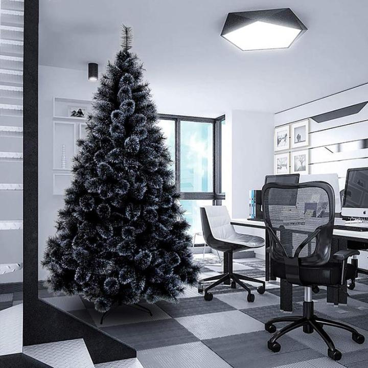 Weihnachtsbaum, 5 Fuß künstlicher, mit Schnee beflockter Weihnachtsbaum, schwarzer, schneebedeckter Weihnachtskieferbaum mit Reißverschluss (Schwarz 1,5 m/5 Fuß) (Schwarz 1,8 m