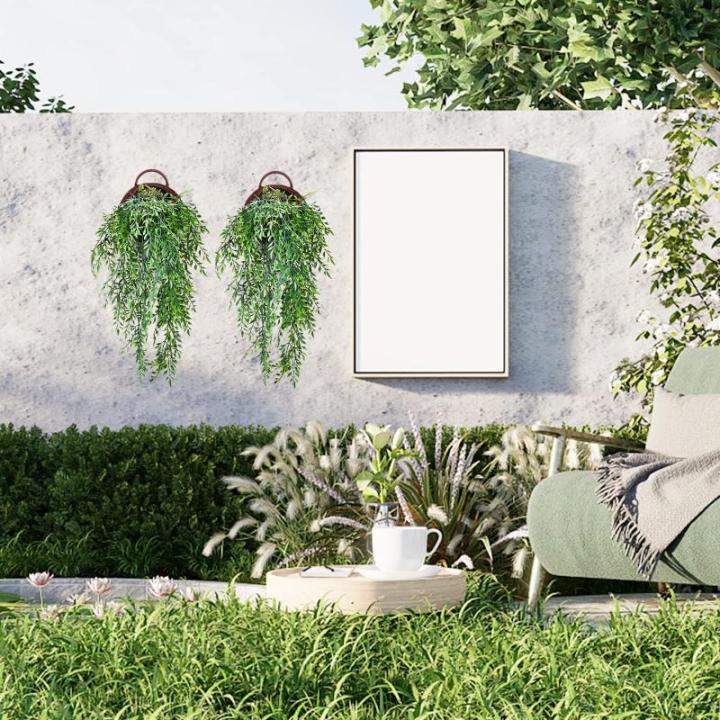 2 stuks , hangende hangplanten, kunstmatige hangplant, kunstmatige klimopslinger voor slaapkamer, keuken, woonkamer, badkamer, balkon, kantoor, vensterbank (groene bamboebladeren)