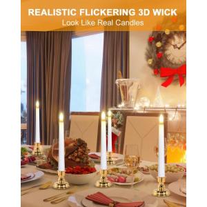 LED vlamloze kaarsen, spitse kaarslichten, waterdichte batterij-aangedreven kaars met IR-afstandsbediening, realistische 3D Wick en gouden basis, voor thuis, kerken, bruiloft, tafe
