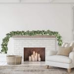 2 Pack Kunstmatige Eucalyptus Wijnstok met Baby's Adem Bloemen 6.2FT Nep Zijde Eucalyptus Bladeren Groene Slinger Opknoping Planten Wijnstok voor Bruiloft Achtergrond Boog Party Ta