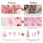 210 cm kerstboom bevlokt roze met volle vlokken decoratie met sneeuwvlokken, 1200 takpunten dennenbladeren van pvc en stabiele basis, kerstboom voor kerstdecoraties