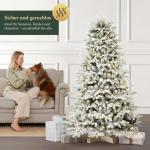 Witte kunstkerstboom met verlichting, 180 cm, sneeuwdennenboom, kunstkerstboom met 330 leds, handschoenen, houten standaard