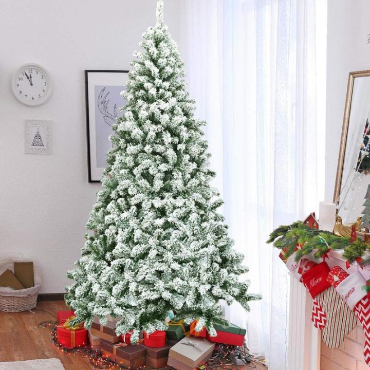 Kunstkerstboom met sneeuw, 135/180/225 cm, kerstboom met metalen standaard, kerstboom 400/928/1346 takken, pvc, kunstboom, kerstklapsysteem voor thuis, kantoor, winkels (225 cm)