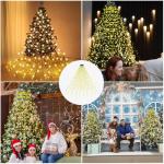 Lichtsnoer voor kerstboom, 16 strengen, 2 m, 400 leds, kerstboomverlichting met ring, lichtketting, IP44 waterdicht, timer, 8 modi, kerstboomverlichting voor kerstdecoratie buiten 