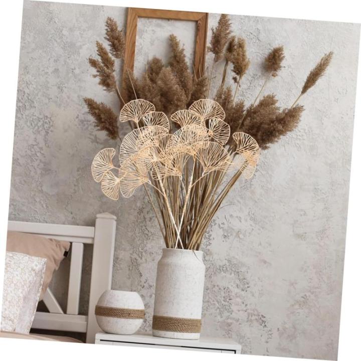 4 stuks gesimuleerde ginkgo biloba eucalyptus stengels namaakplantenornamenten kunstmatige takken kunstmatige eucalyptus stam eucalyptus stengel decor kunsttakken ijzer goud