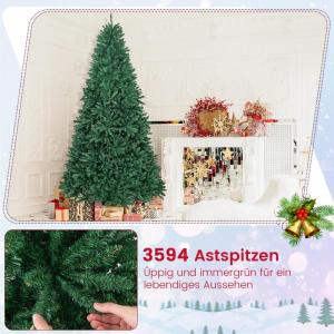 Kunstkerstboom, 180/225/275 cm, dennenboom met metalen standaard, kunstboom kerstklapsysteem, pvc-naalden, ideaal voor thuis, kantoor, winkels en hotels, groen (275 cm)