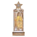 Lichtgevend winterlandschap van hout, 3 leds warm wit licht, kerstdecoratie, IP20 binnen, werkt op batterijen (2 x AA), 10.000 uur levensduur, 6/18 uur timer, 0,3 watt, 12 x 5 x 34