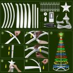 Kerstboom, metalen kegelvorm, 156 leds, lichtboom, 8 modi, timer, waterdicht, kerstverlichting, buitenverlichting, kerstverlichting voor tuin, balkon, kerstdecoratie buiten, vierkl