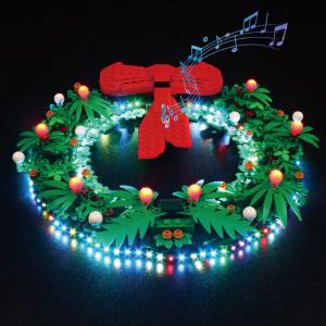 Ledverlichtingsset voor Lego kerstkrans, geluidsversie (speelmuziek) decoratieverlichtingsset voor Lego 40426 2-in-1 adventskrans, creatieve speelgoedverlichting, alleen lichtset, 