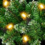Kunstkerstboom met verlichting, sneeuweffect, led-dennenboom met metalen standaard, 350 lampen, pvc-kerstboom voor kerstdecoratie, 210 cm