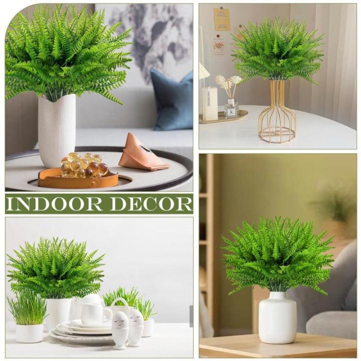 12 stuks kunstvaren, , varenplanten, decoratieve planten, varen, zoals echt groen, voor tafeldecoratie, tuin, vaas, decoratie