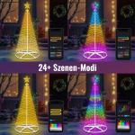 USB-kerstboom, metaal, grote kegelvorm, 250 leds, lichtboom met app, meerdere verlichtingsmodi, doe-het-zelf, muzieksynchronisatie, waterdicht, kerstverlichting, buitenlichtketting