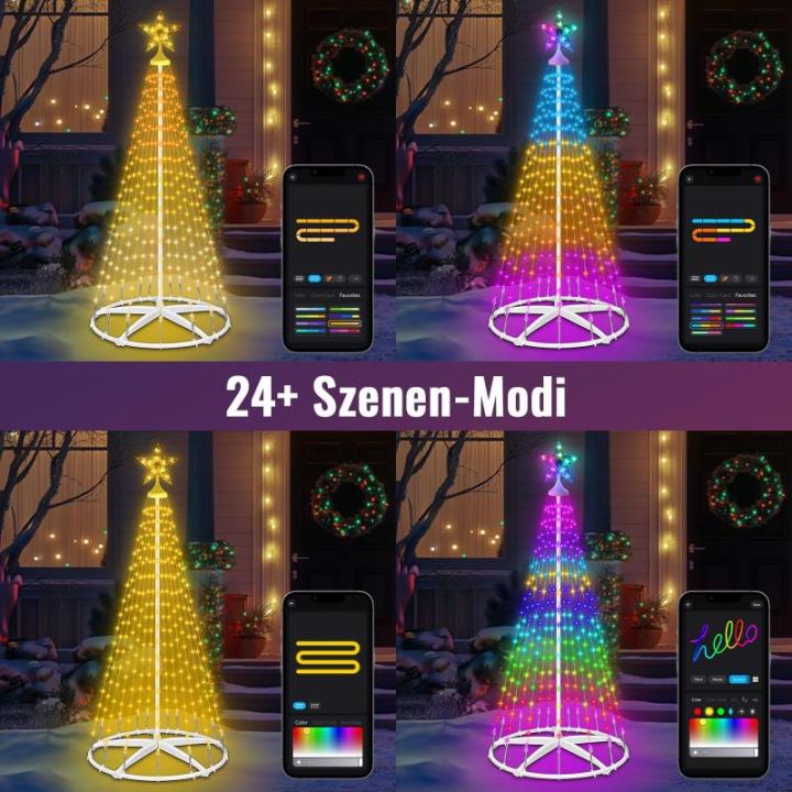 USB-kerstboom, metaal, grote kegelvorm, 250 leds, lichtboom met app, meerdere verlichtingsmodi, doe-het-zelf, muzieksynchronisatie, waterdicht, kerstverlichting, buitenlichtketting