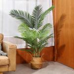 Künstliche Areca Palme 140 cm Fake Palm Tree 15 Stämme Faux Tree für Indoor Outdoor Modern Decor Feaux Dypsis Lutescens Pflanzen im Topf für Home Office (1 Stück)