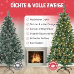 Kerstboom met verlichting, wintermagie serie, kunstkerstboom met kunstsneeuwcoating, 120 leds, 15 dennenappels, 220 takken en metalen standaard, van pvc, hoogte 120 cm